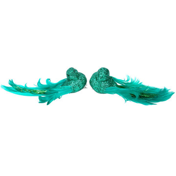 Green glitter feather bird clip - Daisy Park