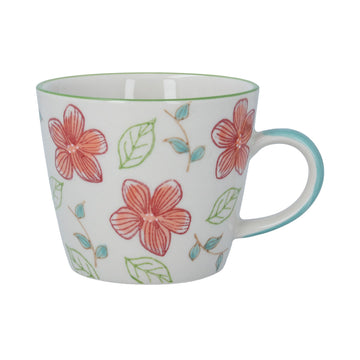 Coral Hibiscus stoneware mug - Daisy Park