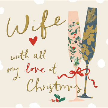 Wife all my love Christmas card - Daisy Park