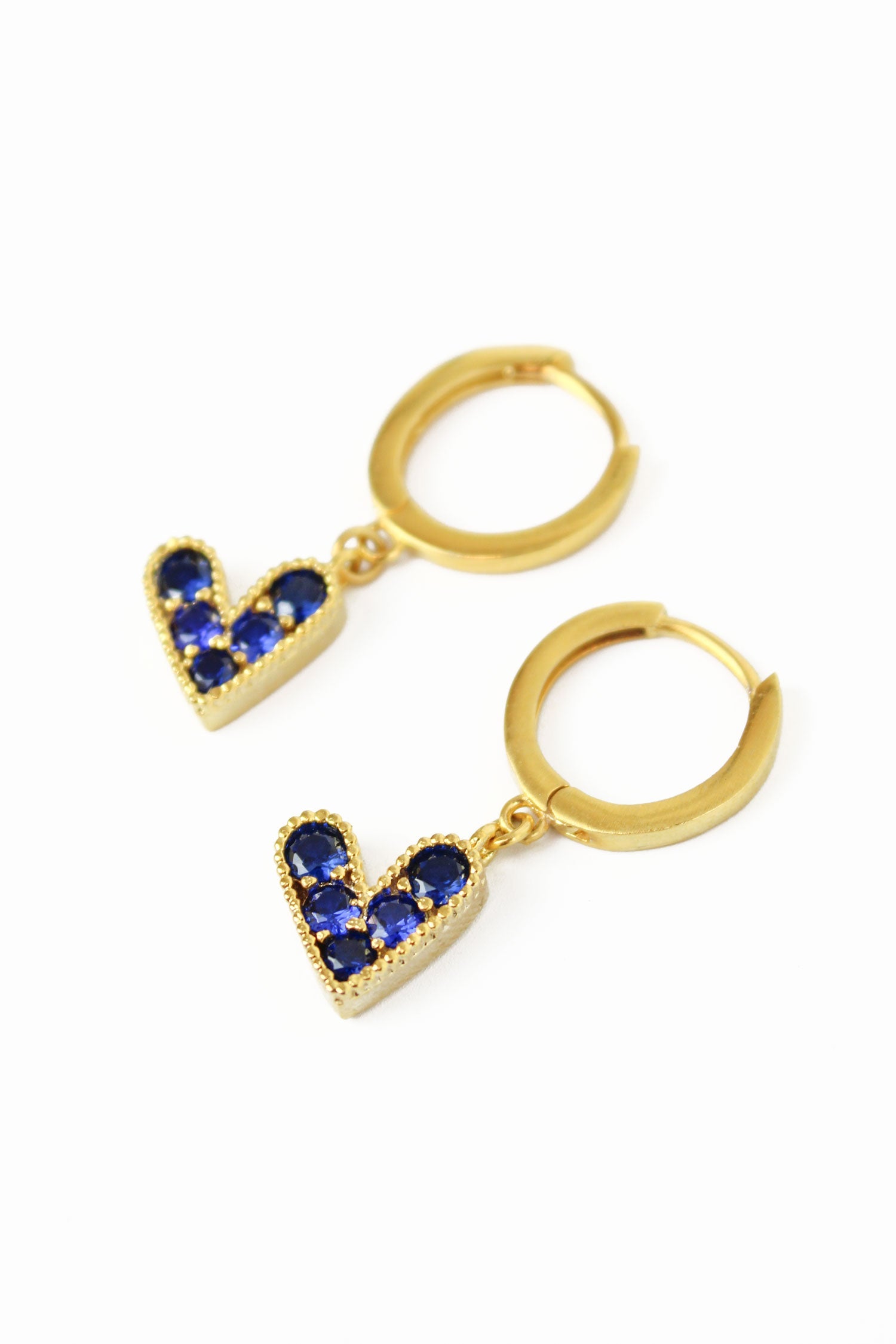 Blue gem cheapest heart earrings