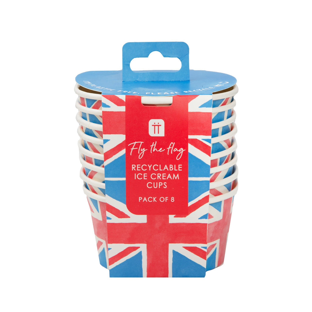 Best of British Union flag paper ice cream cups x 8 - Daisy Park